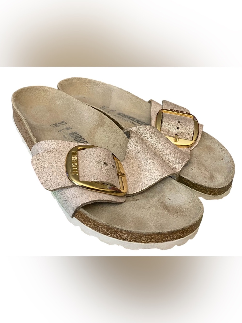 Birkenstock Madrid Big Buckle Women Size 37 Rose Pink Suede Slide Sandals Summer